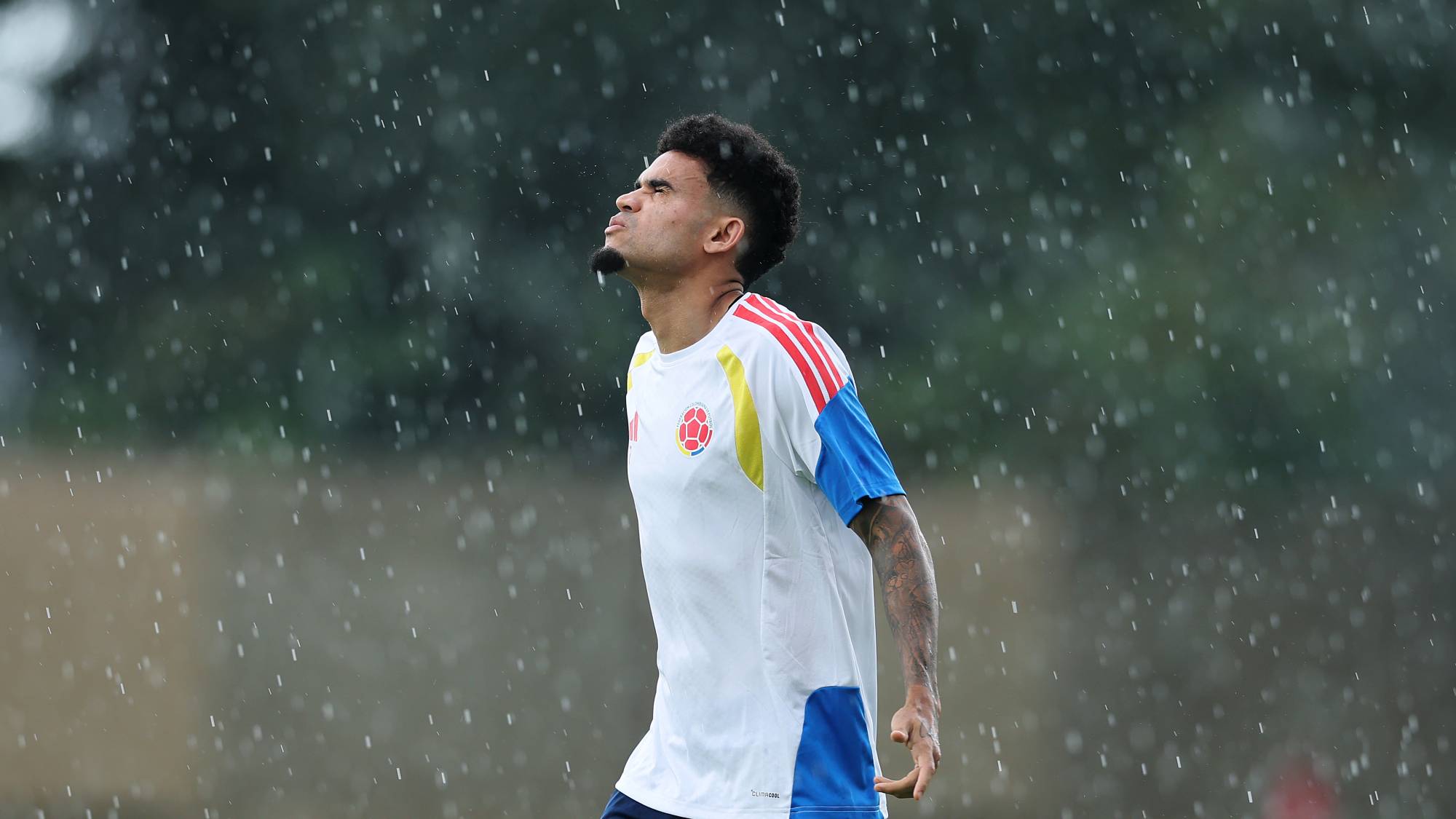 GUADALAJARA, MEXICO - JUNE 22: Luis Diaz #7 of Colombia walks during the training of Colombia one day ahead of the FIFA World Cup 2026 Group K match between Colombia and Congo DR at Guadalajara Stadium on June 22, 2026 in Guadalajara, Mexico. (Photo by Hector Vivas - FIFA/FIFA via Getty Images)