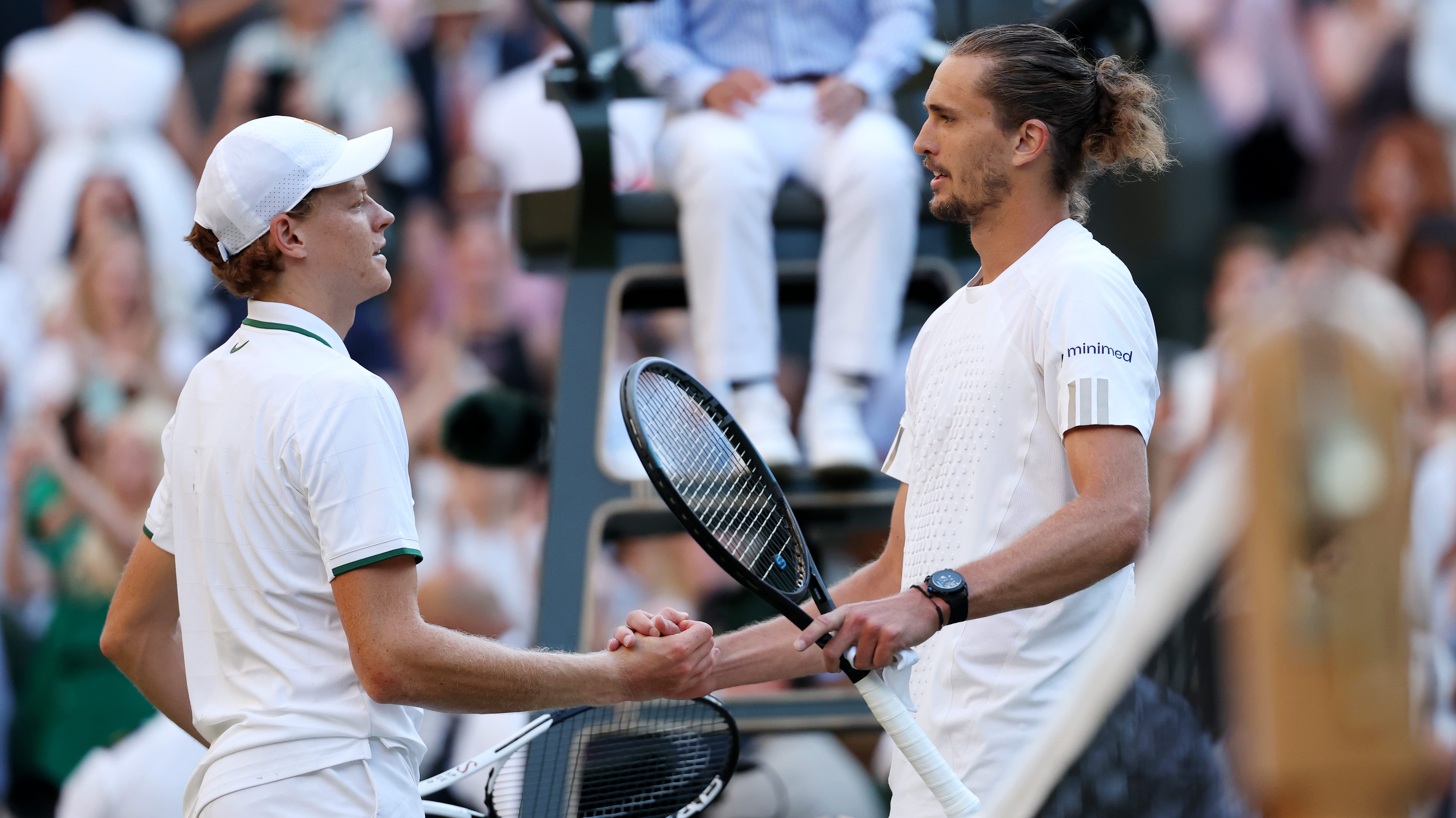 Jannik Sinner és Alexander Zverev Wimbledonban.